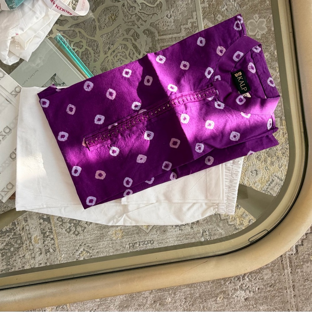 Boys kurta pajama- Purple and White Kids Outfit